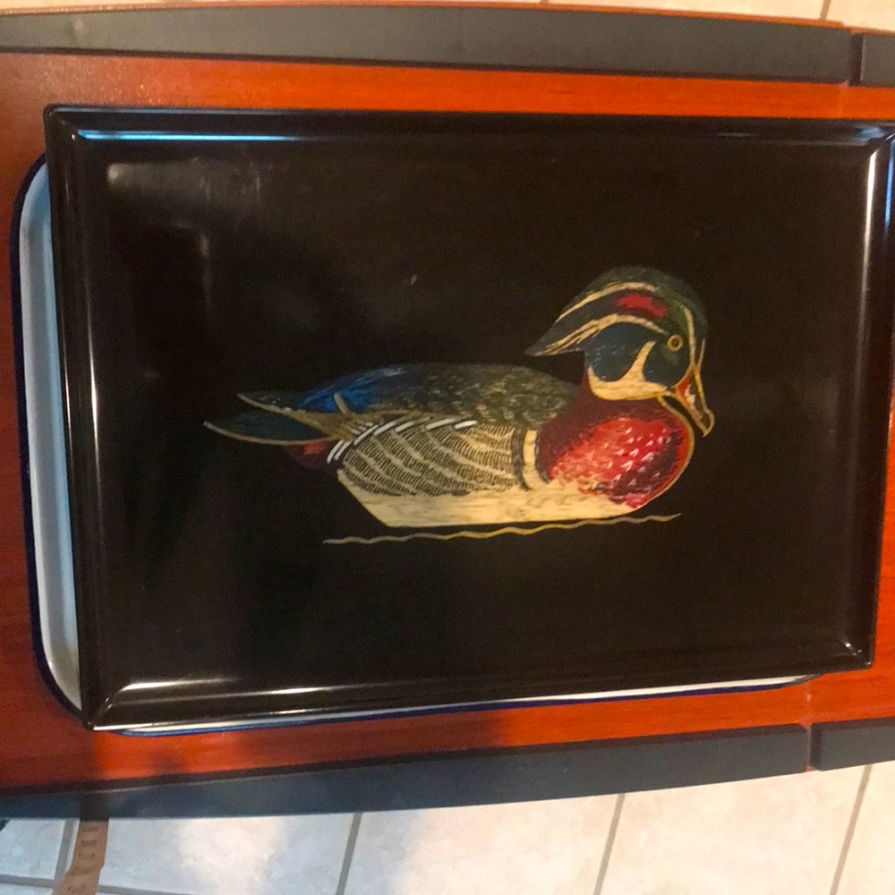Couroc Vintage Couroc Wood Duck Large Decorative Tray